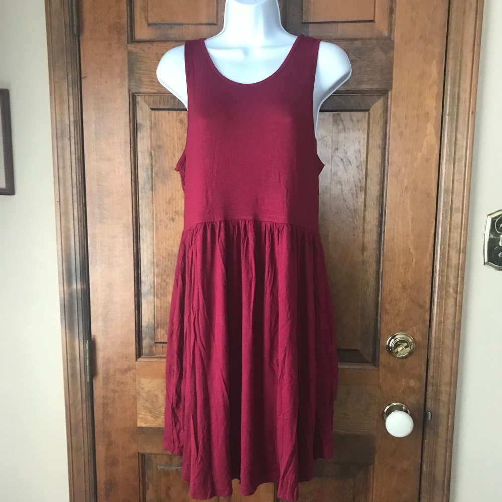 NWT Longyuan Maroon Tank Dress w/Seam Pockets Large
